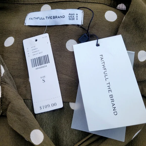NWT FAITHFULL THE BRAND Rio Shirt Tie Front Relaxed Fit Ronja Polka Dot Small - Picture 6 of 13